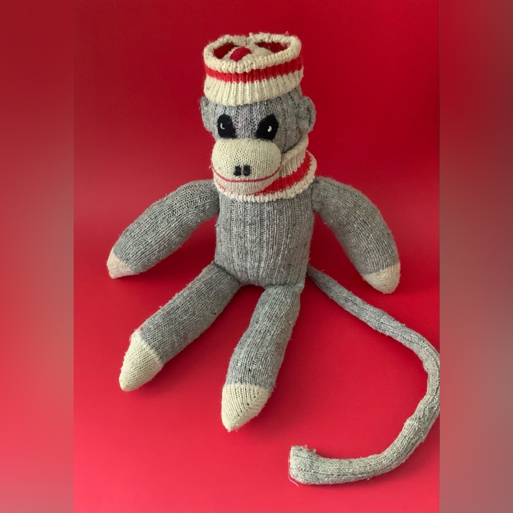 Vintage Gray Knit Sock Monkey - Picture 1 of 12